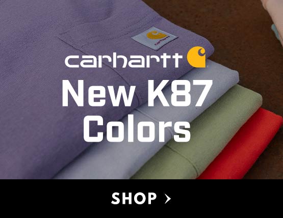 A stack of new women's Carhartt pocket t-shirts