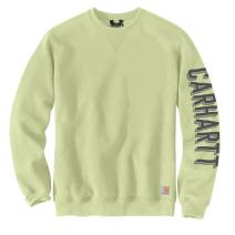 Pastel Lime Loose Fit Midweight Crewneck Sleeve Graphic Sweatshirt