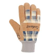 Navy Plaid Women's Waterproof Breathable Suede Knit Cuff Work Glove