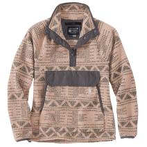 Warm Taupe Geometric Print Women's Fleece Quarter Snap Front Jacket