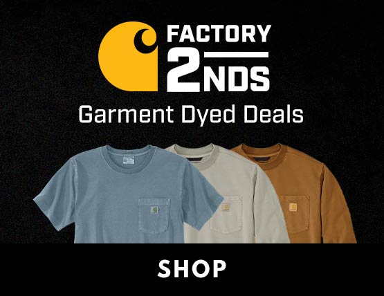 Garment Dyed Carhartt Factory 2nd Deals 3 garment dyed Carhartt product flats on a black background