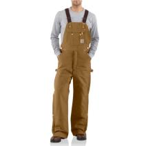 Carhartt Brown Duck Zip-to-Thigh Bib Overall - Quilt Lined