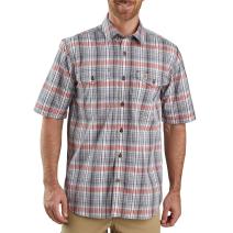 Hot Coral Force® Relaxed Fit Short Sleeve Plaid Shirt