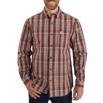 Dark Cedar Relaxed Fit Cotton Long Sleeve Plaid Shirt