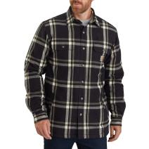 Black Relaxed Fit Flannel Sherpa Lined Shirt Jac