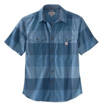 Navy Rugged Flex® Relaxed Fit Lightweight Short Sleeve Plaid Shirt