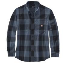 Navy Rugged Flex® Relaxed Fit Midweight Flannel Long-Sleeve Plaid Shirt