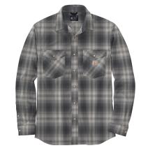 Asphalt Rugged Flex® Relaxed Fit Midweight Flannel Long-Sleeve Snap-Front Plaid Shirt