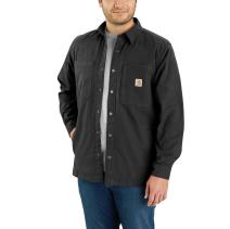 Black Rugged Flex® Relaxed Fit Canvas Fleece-Lined Snap-Front Shirt Jac