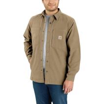 Dark Khaki Rugged Flex® Relaxed Fit Canvas Fleece-Lined Snap-Front Shirt Jac