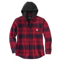 Oxblood Rugged Flex® Relaxed Fit Flannel Fleece Lined Hooded Shirt Jac