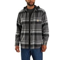 Black Rugged Flex® Relaxed Fit Flannel Fleece Lined Hooded Shirt Jac