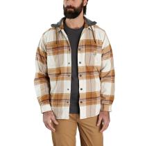 Carhartt Brown Rugged Flex® Relaxed Fit Flannel Fleece Lined Hooded Shirt Jac