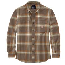 Chestnut Rugged Flex® Relaxed Fit Midweight Flannel Long-Sleeve Plaid Shirt