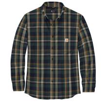 Navy Rugged Flex® Relaxed Fit Midweight Flannel Long-Sleeve Plaid Shirt