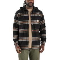 Carhartt Brown/Black Rugged Flex® Relaxed Fit Flannel Fleece Lined Hooded Shirt Jac