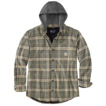 Dusty Olive Rugged Flex® Relaxed Fit Flannel Fleece Lined Hooded Shirt Jac