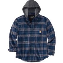 Navy Rugged Flex® Relaxed Fit Flannel Fleece Lined Hooded Shirt Jac
