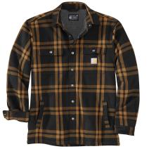 Black Relaxed Fit Flannel Sherpa-Lined Shirt Jac
