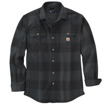 Black Loose Fit Heavyweight Flannel Long-Sleeve Plaid Shirt