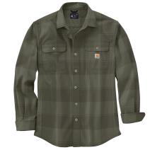 Dusty Olive Loose Fit Heavyweight Flannel Long-Sleeve Plaid Shirt