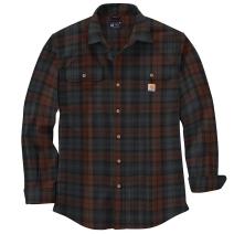 Mocha Loose Fit Heavyweight Flannel Long-Sleeve Plaid Shirt