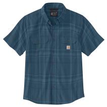 Storm Blue Loose Fit Midweight Short-Sleeve Plaid Shirt