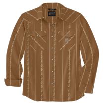 Carhartt Brown Paisley Stripe Montana Rugged Flex™ Relaxed Fit Lightweight Long-Sleeve Snap-Front Print Shirt