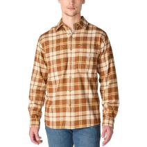 Carhartt Brown Rugged Flex&trade; Relaxed Fit Midweight Flannel Long-Sleeve Plaid Shirt