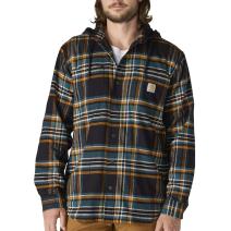 Black/Greenstone Rugged Flex™ Relaxed Fit Flannel Fleece Lined Hooded Shirt Jac