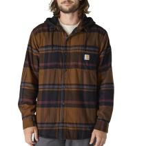 Black Rugged Flex™ Relaxed Fit Flannel Fleece Lined Hooded Shirt Jac