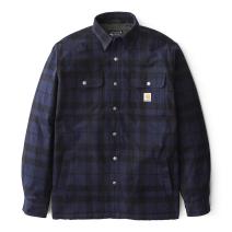 Navy Relaxed Fit Flannel Sherpa-Lined Shirt Jac