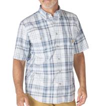 Blue Aura Fort Loose Short Sleeve Plaid Shirt