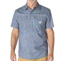 Iron Blue Bandana Print Montana Bozeman Relaxed Short Sleeve Plaid Shirt