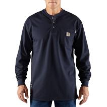 Dark Navy Flame-Resistant Force® Long Sleeve Cotton Henley T-Shirt
