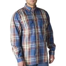 Dark Blue/Spice Red Flame-Resistant Force&reg; Rugged Flex&reg; Loose Fit Twill Long-Sleeve Plaid Shirt