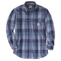 Navy Flame-Resistant Force Rugged Flex® Original Fit Twill Long-Sleeve Plaid Shirt