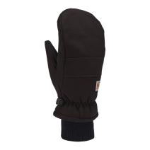 Black Insulated Duck Synthetic Leather Knit Cuff Mitt
