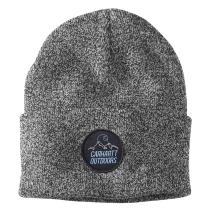 Black/White Knit Outdoor Patch Beanie