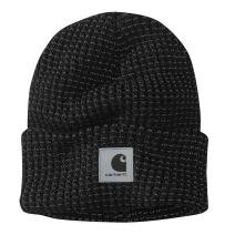 Black Knit Beanie with Reflective Patch