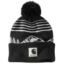 Black Knit Pom Mountain  Beanie