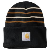 Black Knit Stripe Beanie