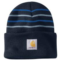 Navy Knit Stripe Beanie
