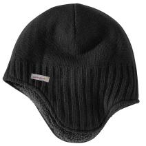 Black Knit Sherpa Lined Earflap Hat