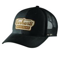 Black Rugged Flex™ Twill Mesh-Back Script Patch Cap