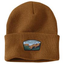 Carhartt Brown Knit Cuffed Rocky Mountain National Park Patch Beanie