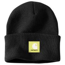 Black Knit Rubber Patch Beanie