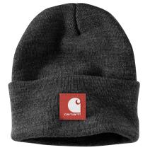 Coal Heather Knit Rubber Patch Beanie