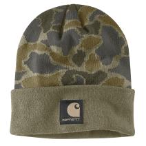 Burnt Olive Vintage Camo Knit Cuffed Camo Beanie