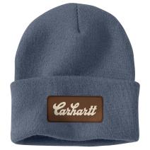 Bluestone Knit Cuffed Script Patch Beanie